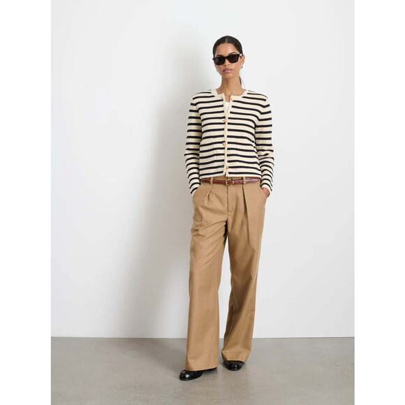 NWT Alex Mill Black and Cream Striped Paris Sweater Jacket Size M - Picture 2 of 10